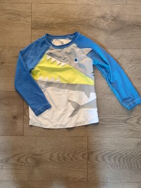 GAP Toddler Swim Tee in White and Light Blue